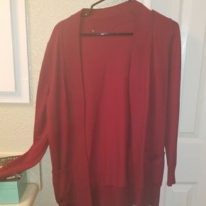 red cardigan